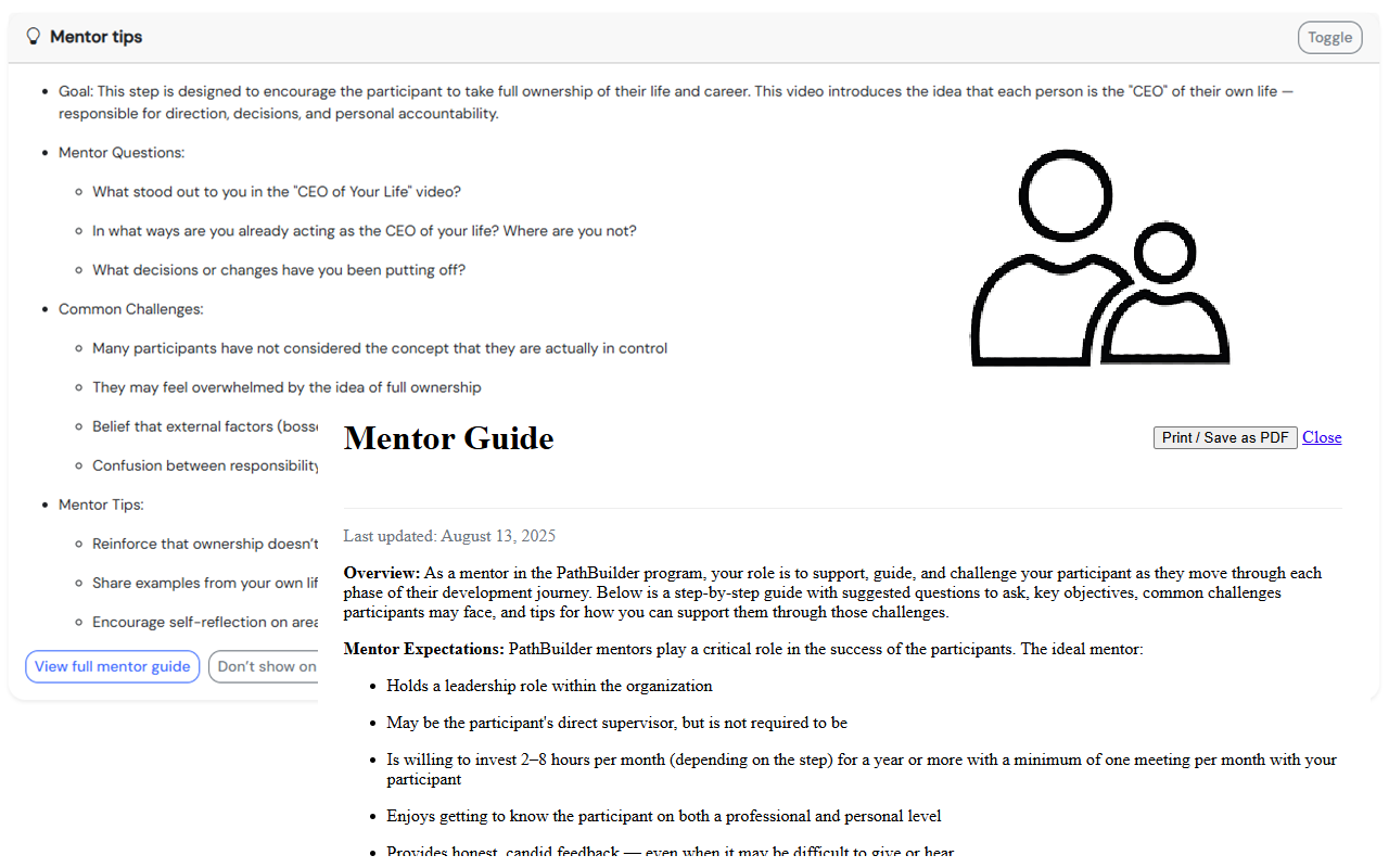 Career vision step editor